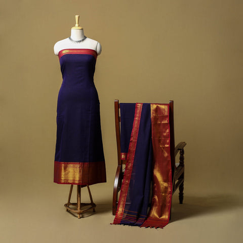 Dharwad cotton 3pc unstitched dress material with border 27