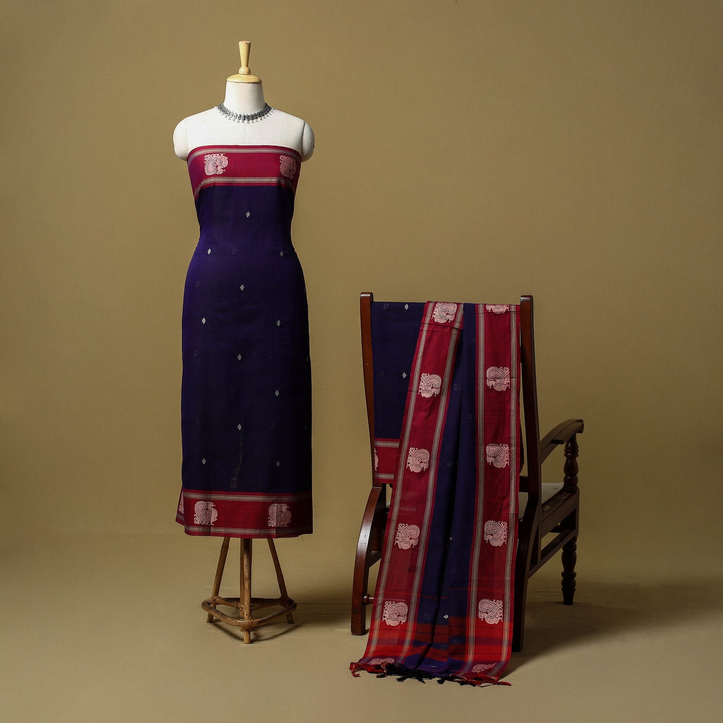 Dharwad cotton 3pc unstitched dress material with border 38