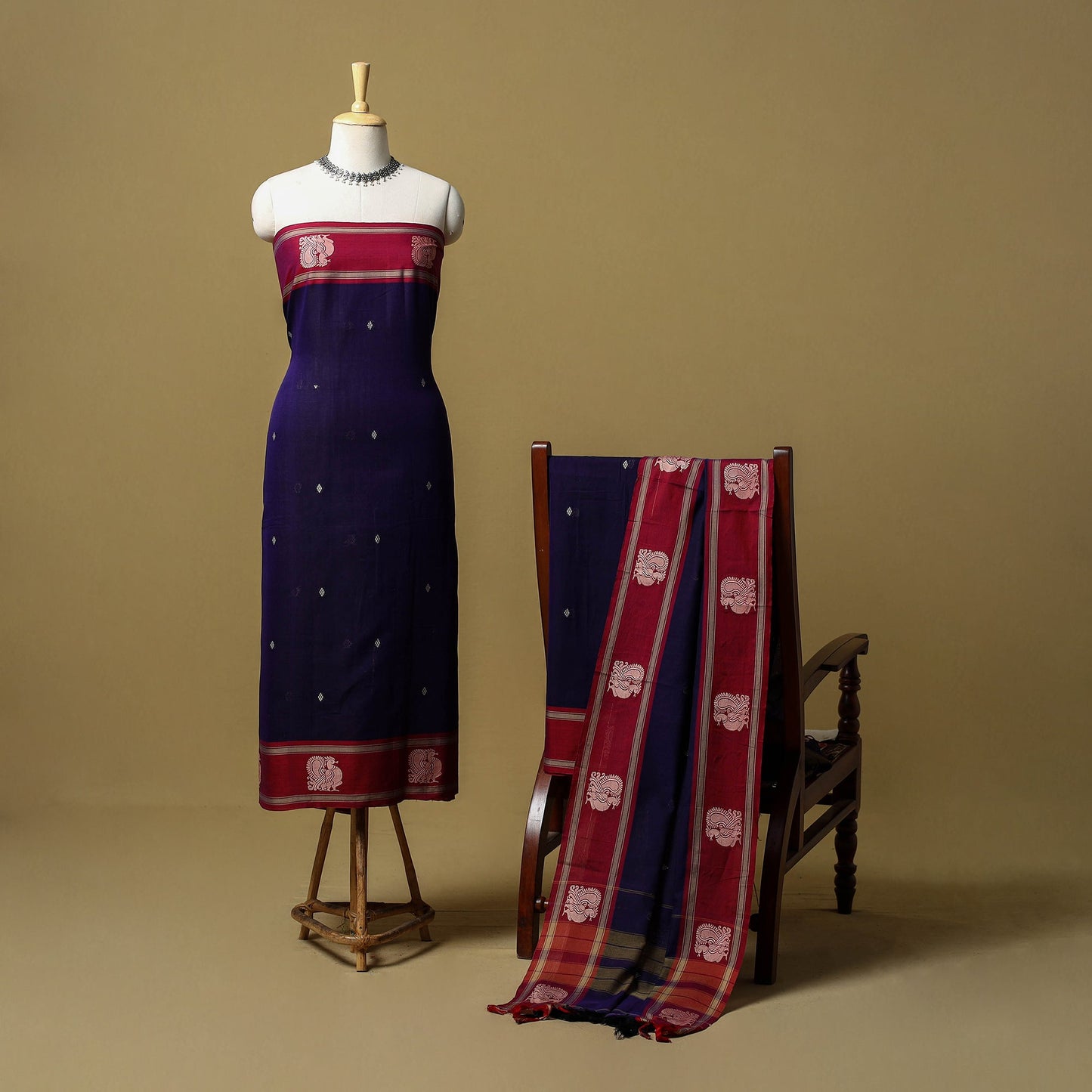 Dharwad cotton 3pc unstitched dress material with border 39