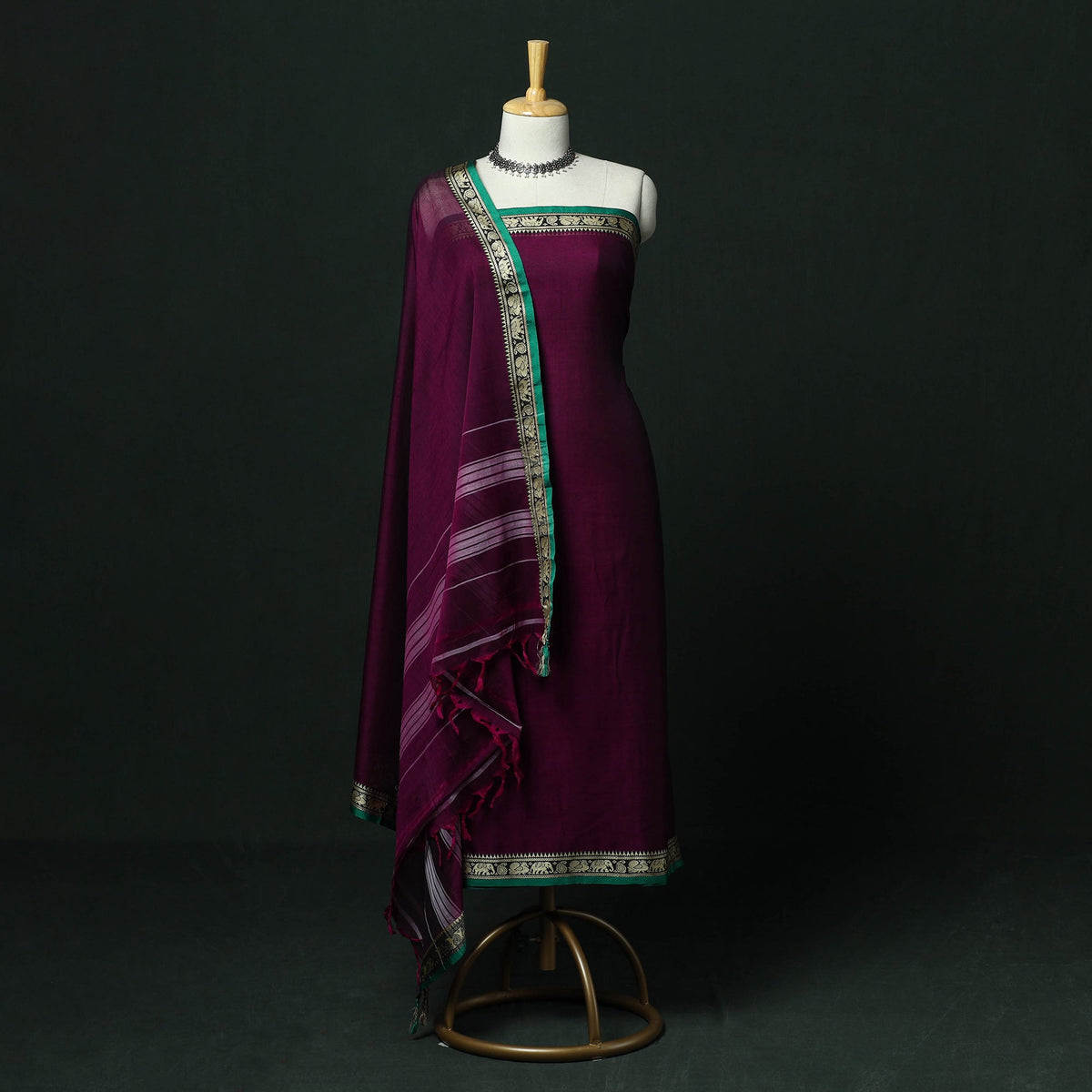 Dharwad cotton 3pc unstitched dress material with thread