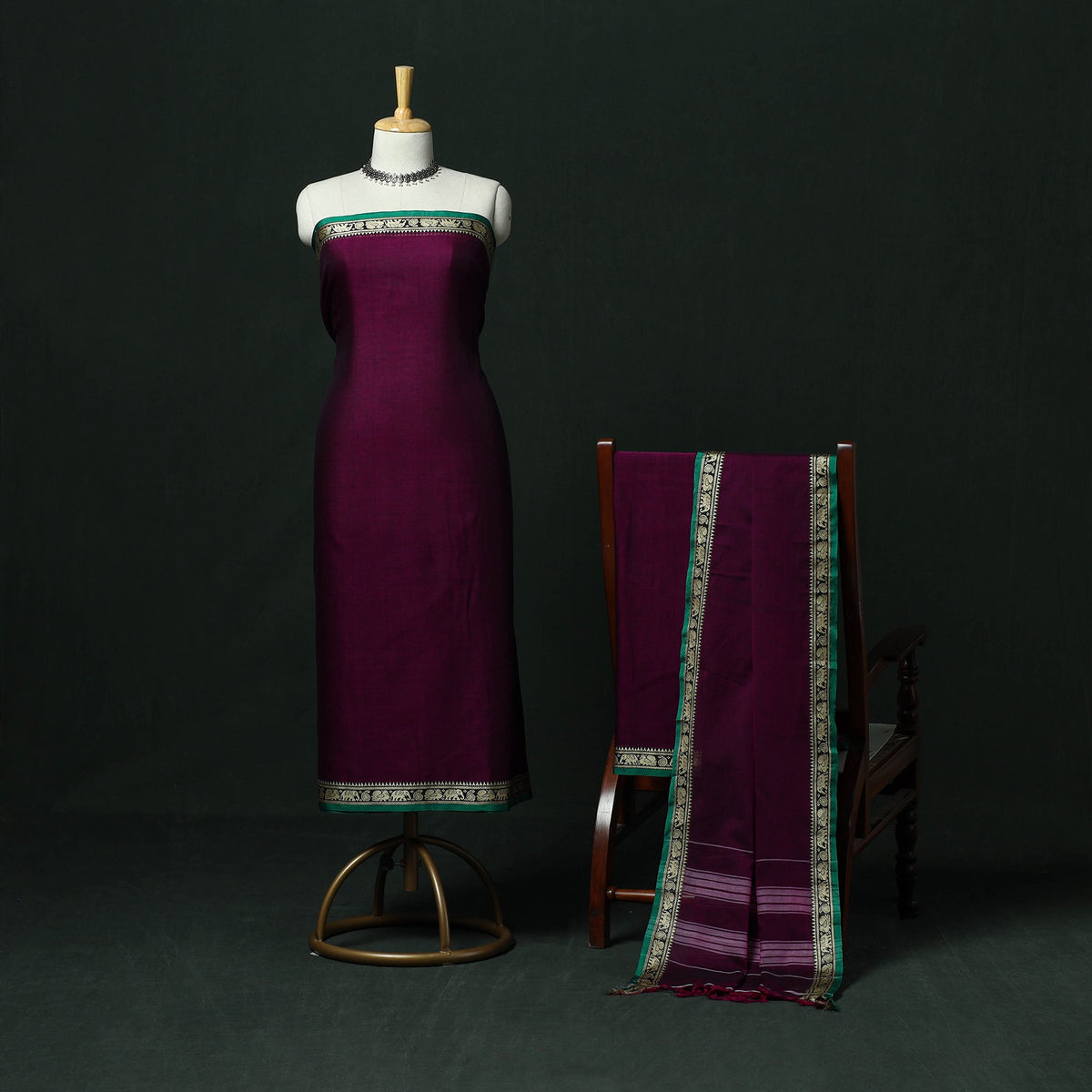 Dharwad cotton 3pc unstitched dress material with thread