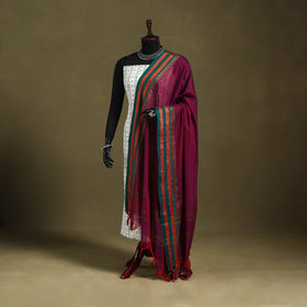 Purple - dharwad cotton dupatta with zari border 01