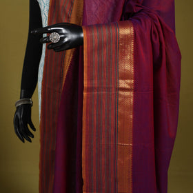 Purple - dharwad cotton dupatta with zari border 05