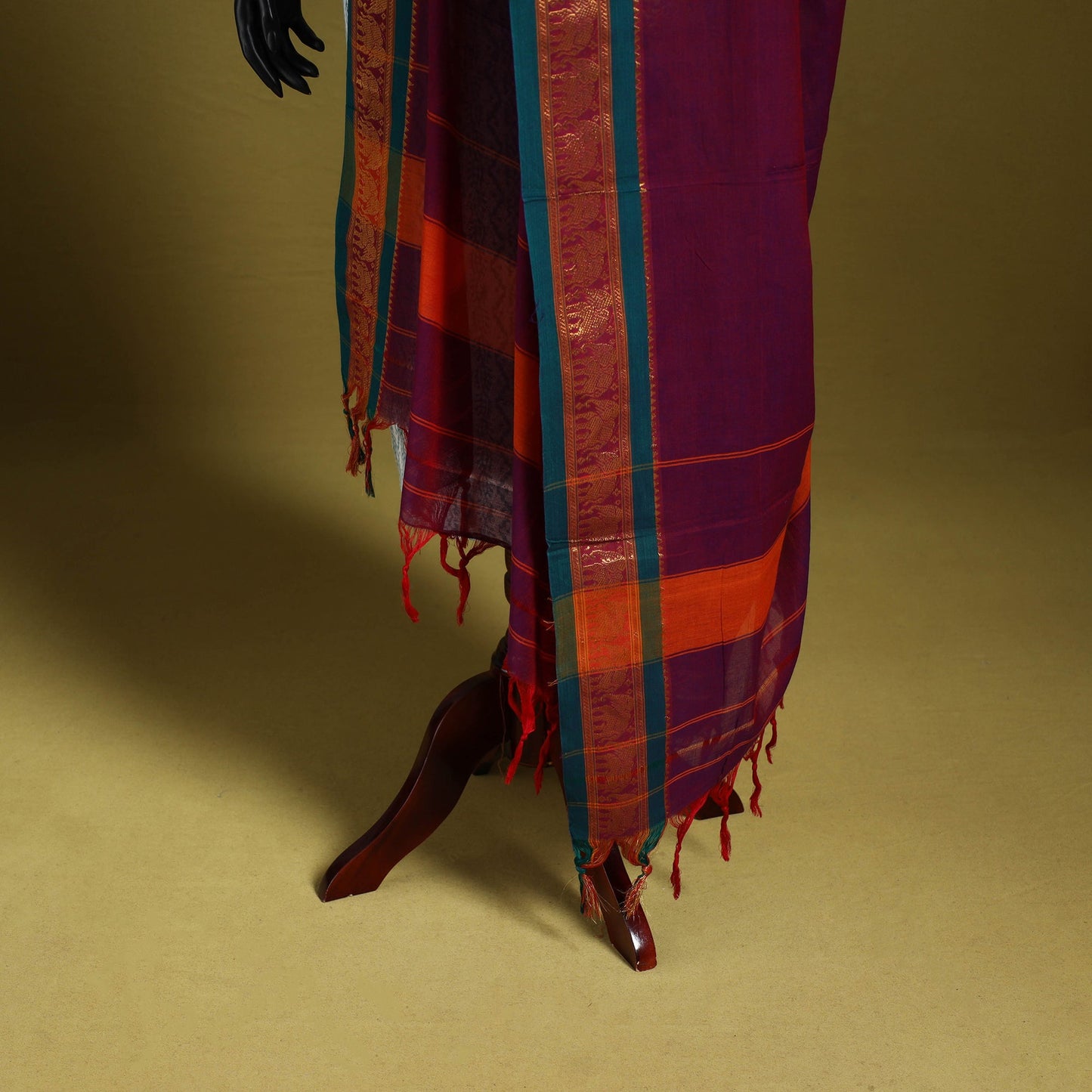 Purple - dharwad cotton dupatta with zari border 06