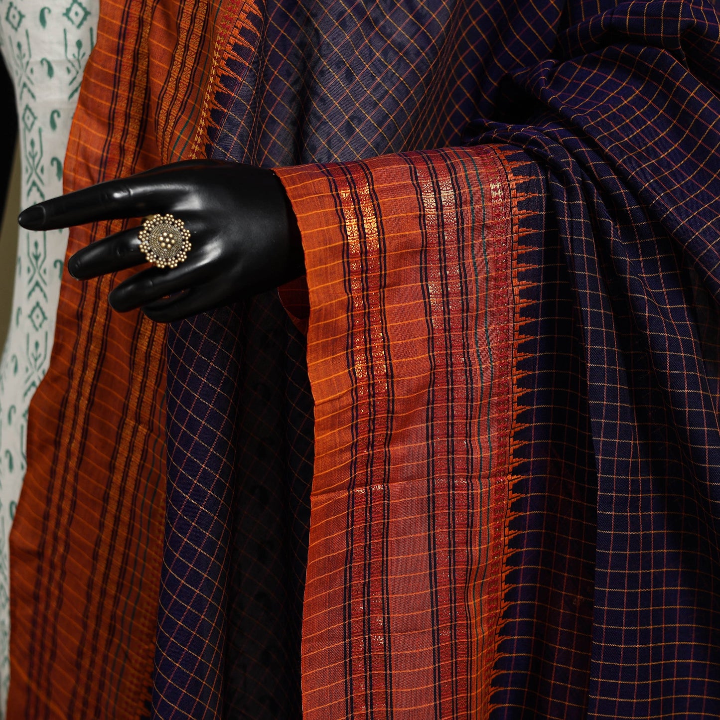 Purple - dharwad cotton dupatta with zari border 09