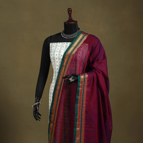 Purple - dharwad cotton dupatta with zari border 11