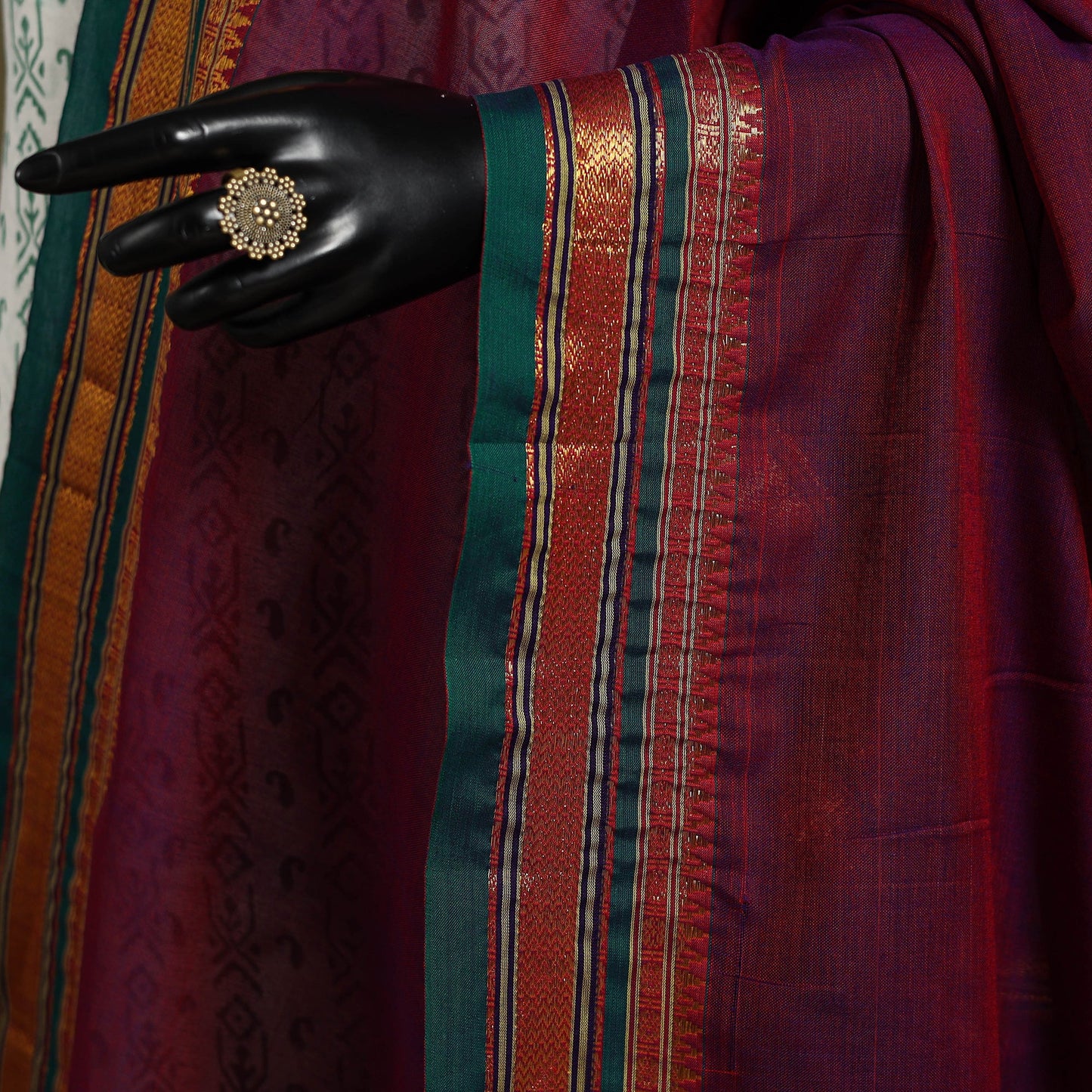 Purple - dharwad cotton dupatta with zari border 11