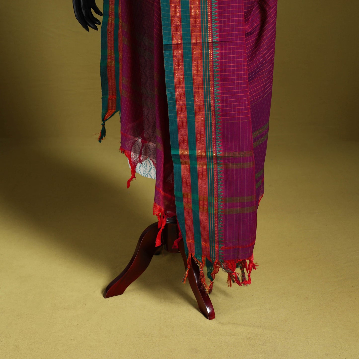 Purple - dharwad cotton dupatta with zari border 15