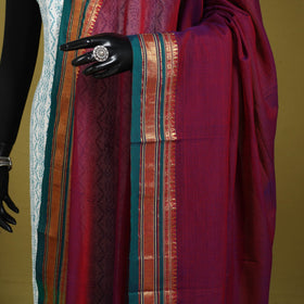 Purple - dharwad cotton dupatta with zari border 19