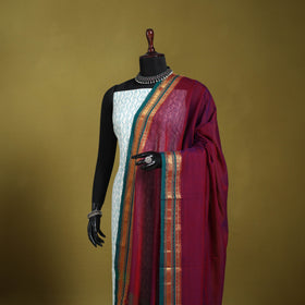 Purple - dharwad cotton dupatta with zari border 19