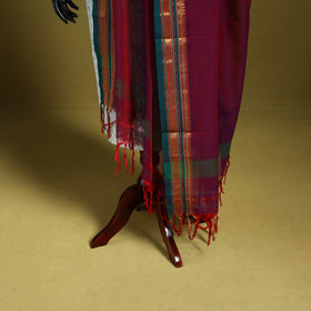 Purple - dharwad cotton dupatta with zari border 19