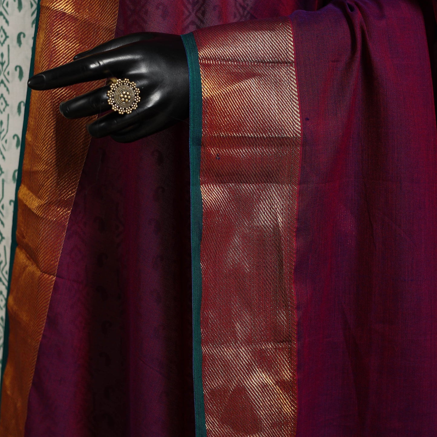 Purple - dharwad cotton dupatta with zari border 20