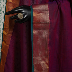 Purple - dharwad cotton dupatta with zari border 20