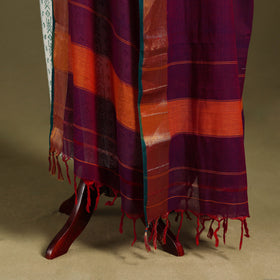 Purple - dharwad cotton dupatta with zari border 20