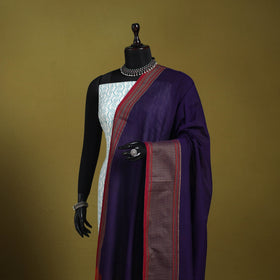 Purple - dharwad cotton dupatta with zari border 27