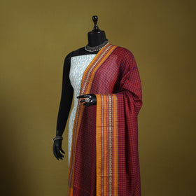 Purple - dharwad cotton dupatta with zari border 68