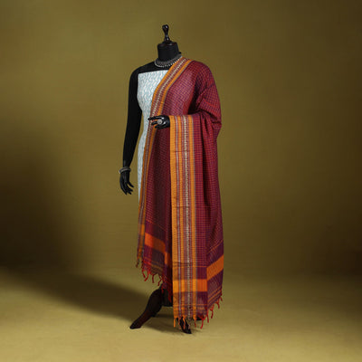 Purple - dharwad cotton dupatta with zari border 68