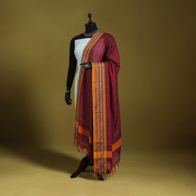 Purple - dharwad cotton dupatta with zari border 68