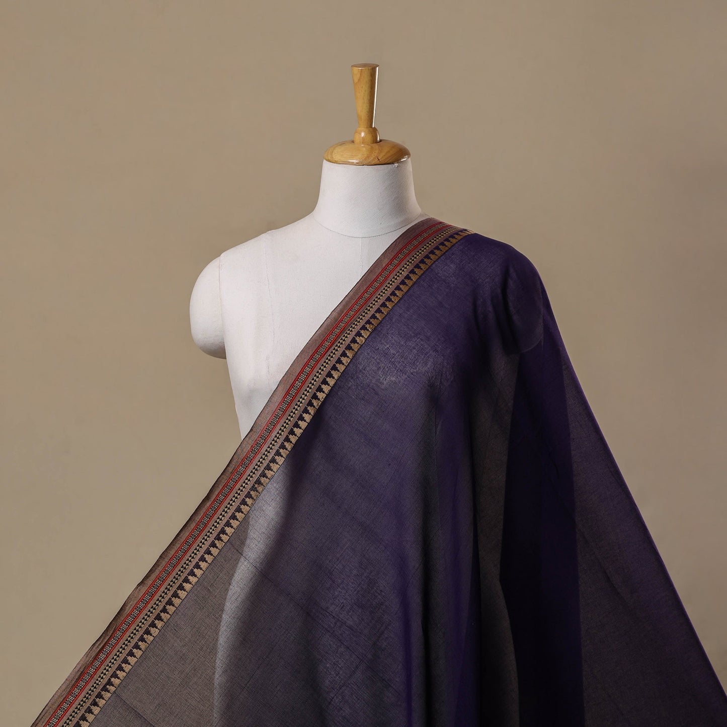 Dharwad cotton fabric with border 04 - handcrafted