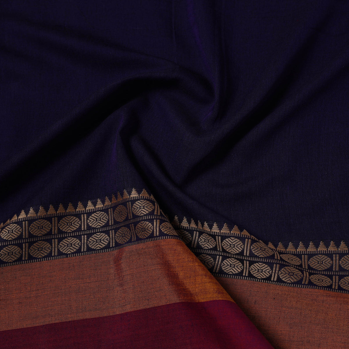Dharwad cotton fabric with border 14 - handcrafted