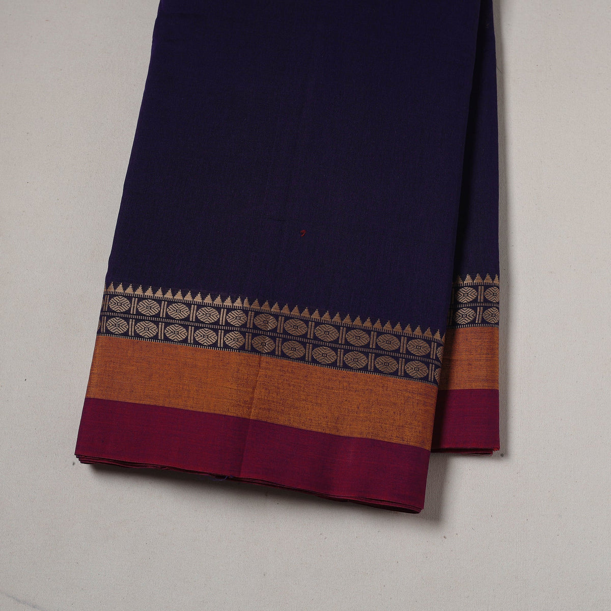 Dharwad cotton fabric with border 14 - handcrafted