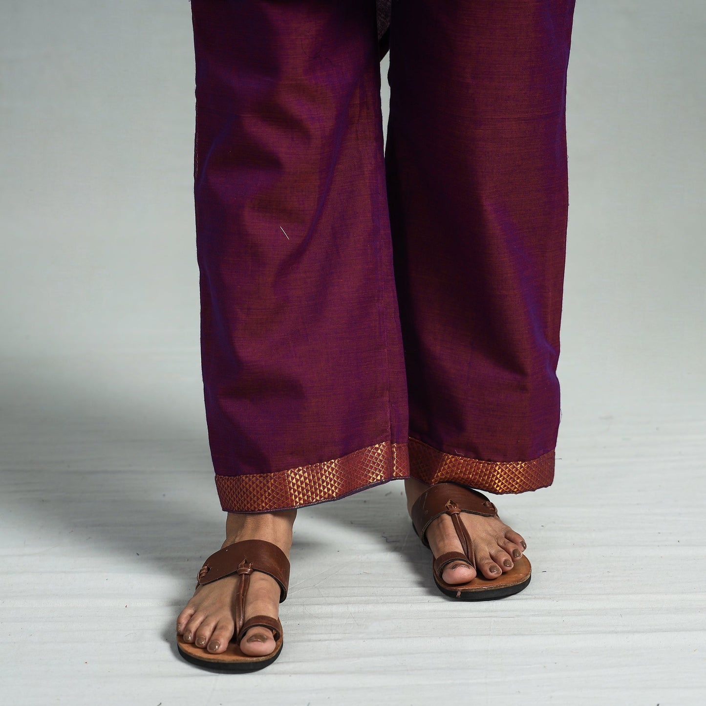 Purple - dharwad cotton kurta with palazzo & dupatta set