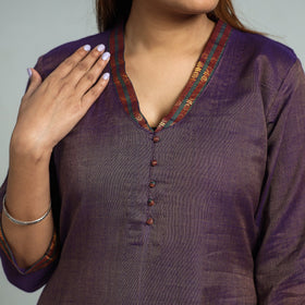 Purple - Dharwad Cotton Kurta with Palazzo & Dupatta Set