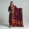 Purple - dharwad cotton kurta with palazzo & dupatta set