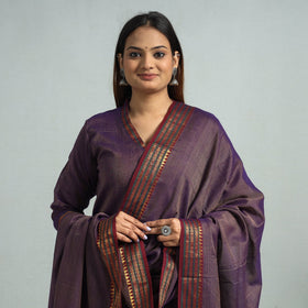 Purple - Dharwad Cotton Kurta with Palazzo & Dupatta Set