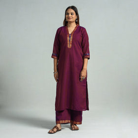 Purple - dharwad cotton kurta with palazzo & dupatta set