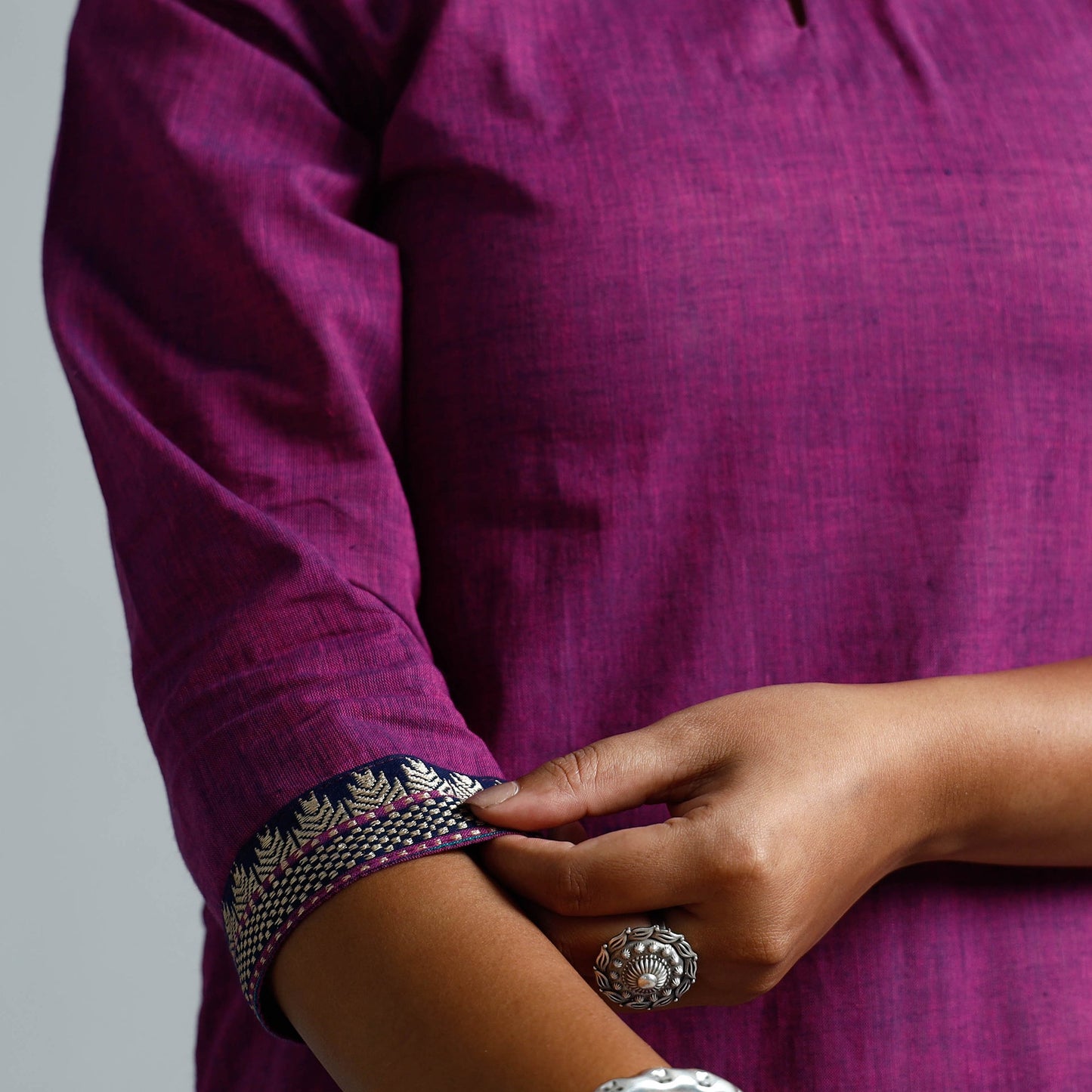 Purple Dharwad Cotton Long Kurta for Women
