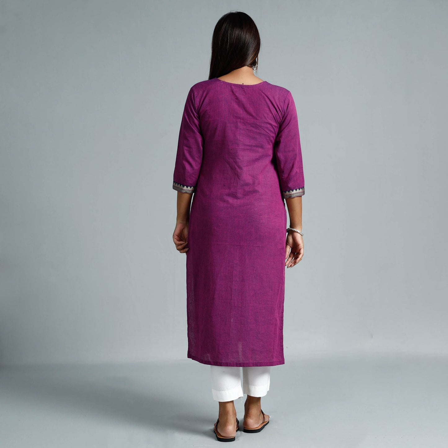 Purple Dharwad Cotton Long Kurta for Women