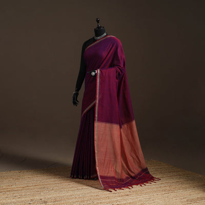 Dharwad cotton saree with border 01 - handcrafted