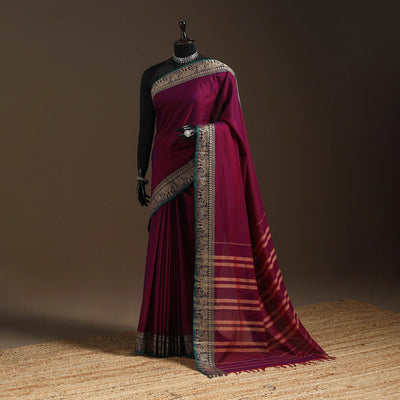 Dharwad cotton saree with border 02 - handcrafted