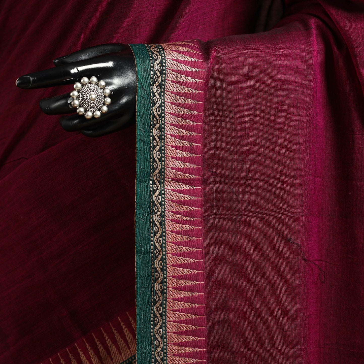 Dharwad cotton saree with border 07 - handcrafted