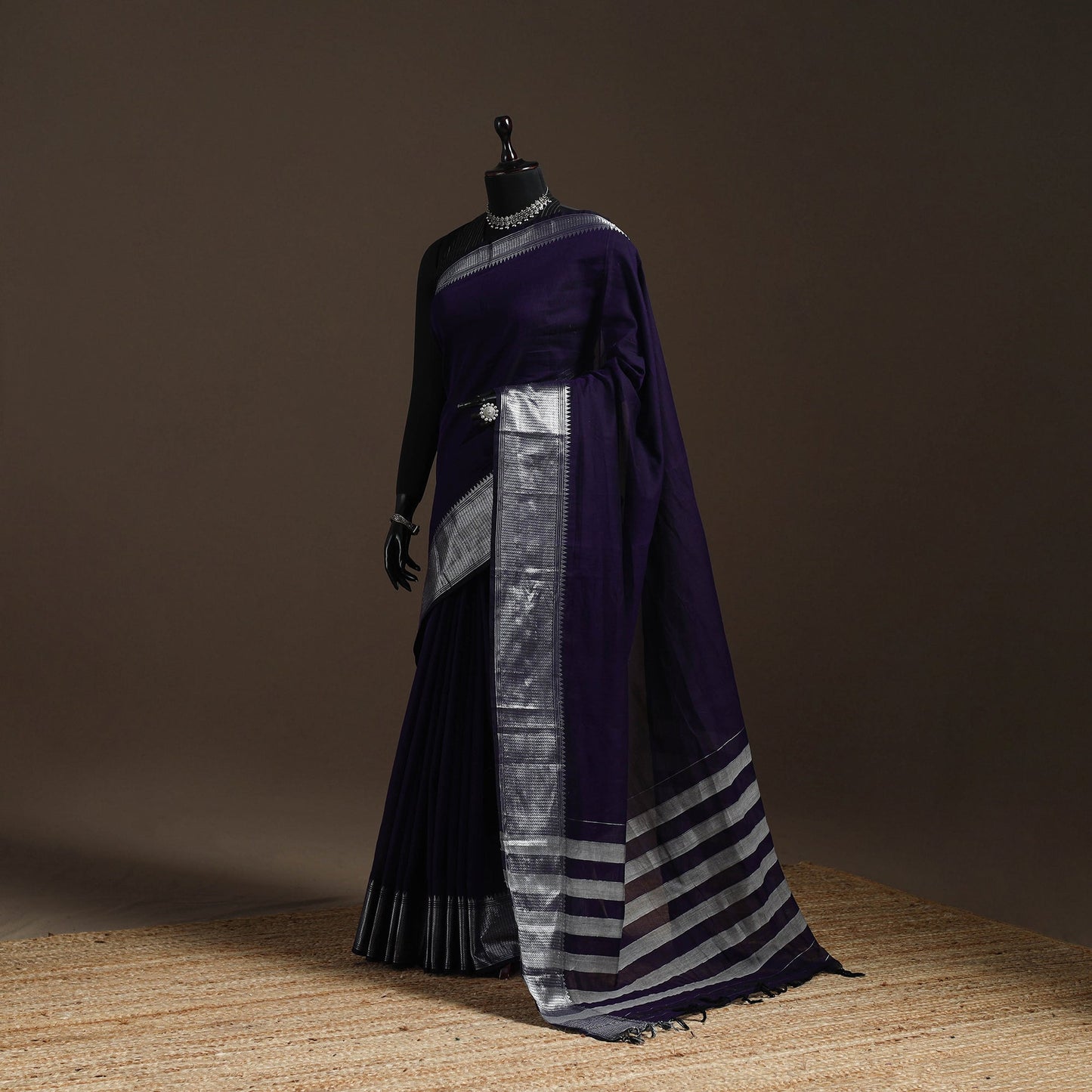 Dharwad cotton saree with border 12 - handcrafted