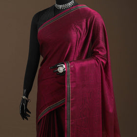 Purple - dharwad cotton saree with border 13 - handcrafted