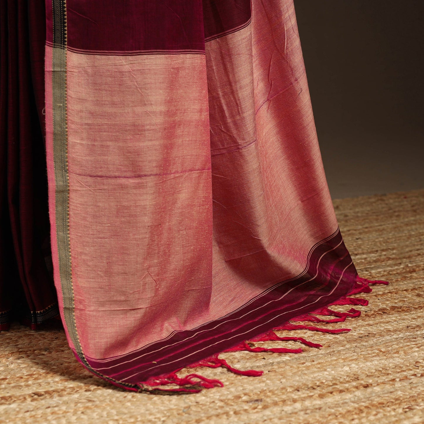 Purple - dharwad cotton saree with border 13 - handcrafted