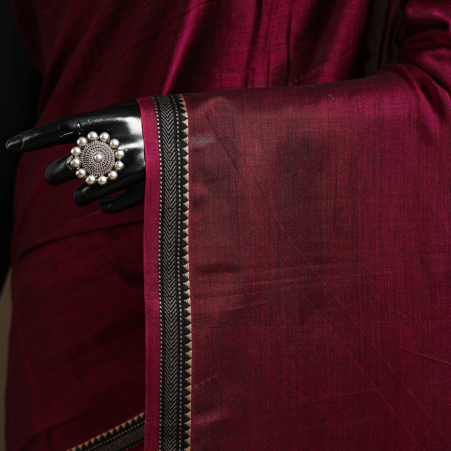 Purple - dharwad cotton saree with border 13 - handcrafted