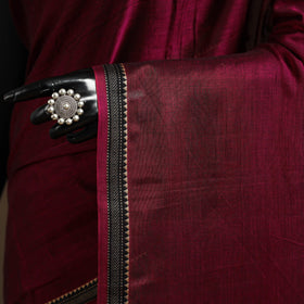 Purple - dharwad cotton saree with border 13 - handcrafted