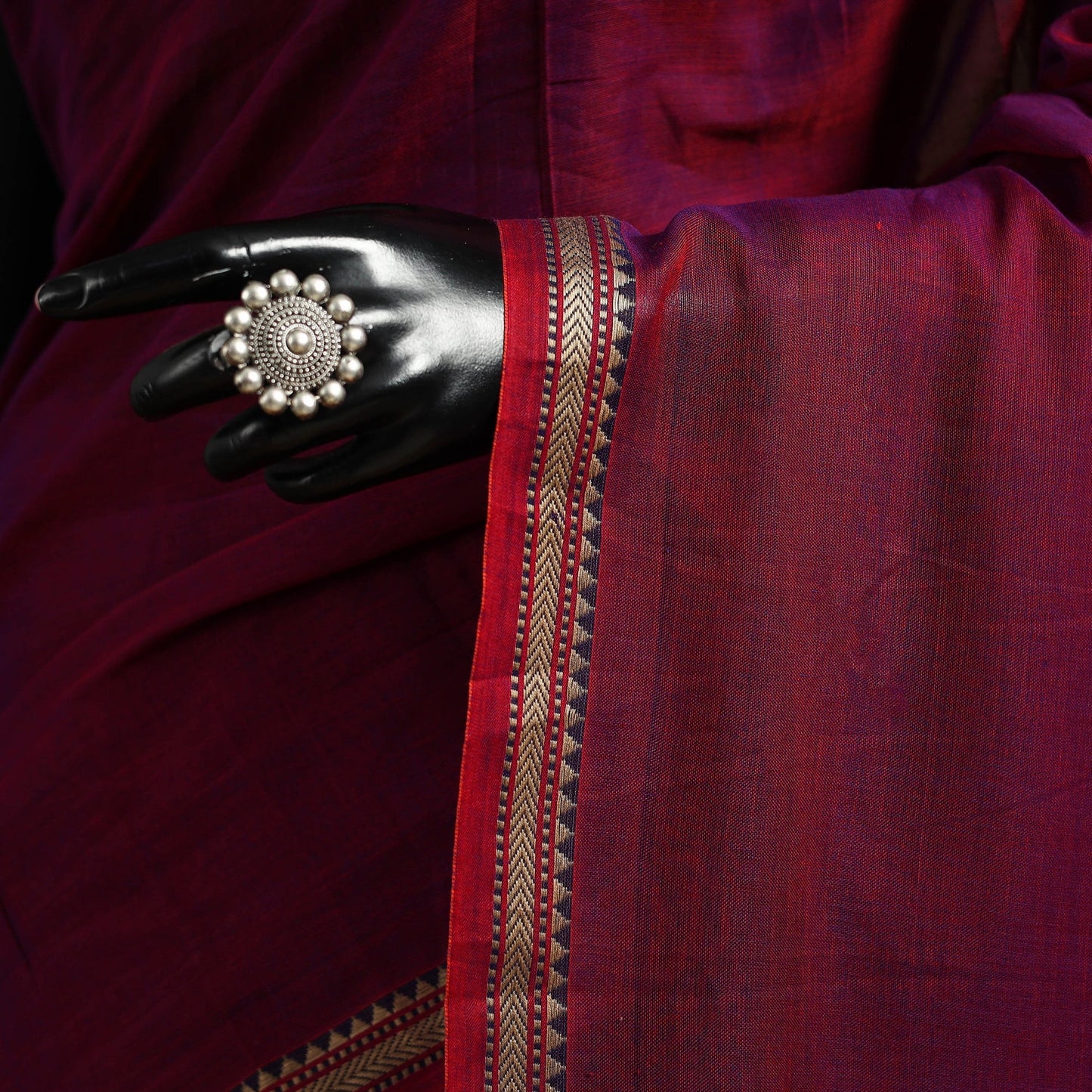 Dharwad cotton saree with border 16 - handcrafted