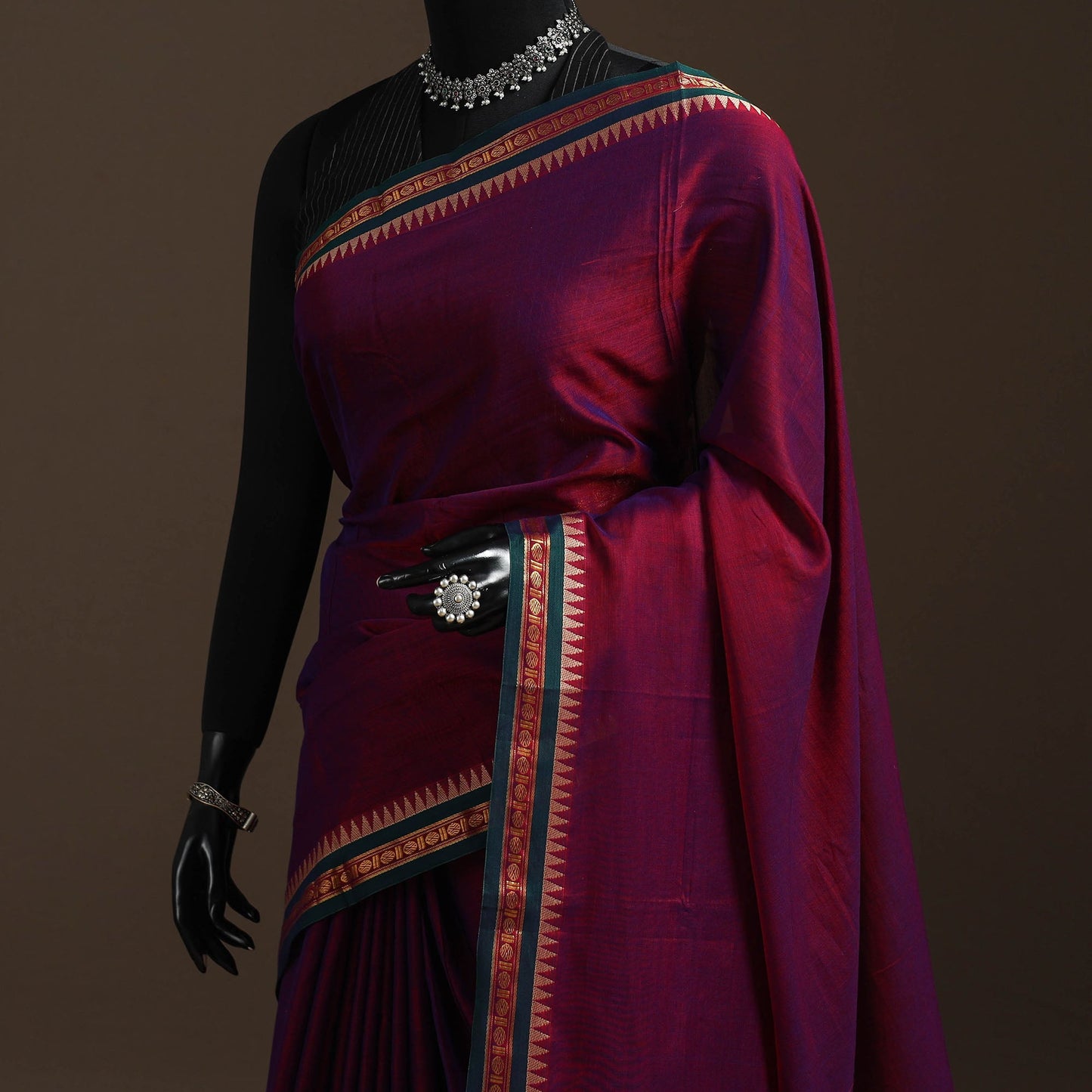 Dharwad cotton saree with border 19 - handcrafted