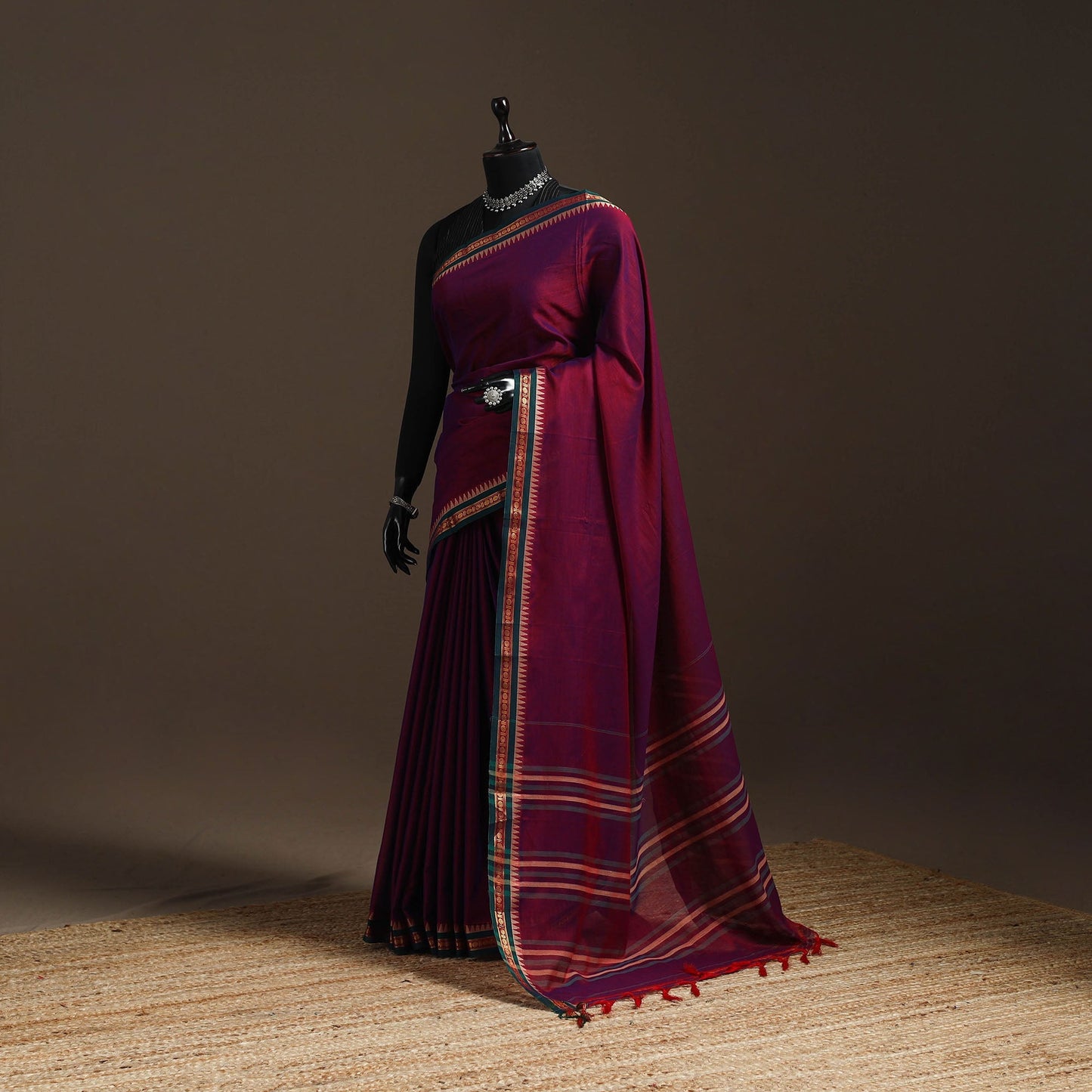 Dharwad cotton saree with border 19 - handcrafted