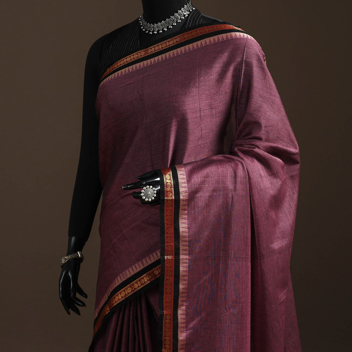 Dharwad cotton saree with border 20 - handcrafted