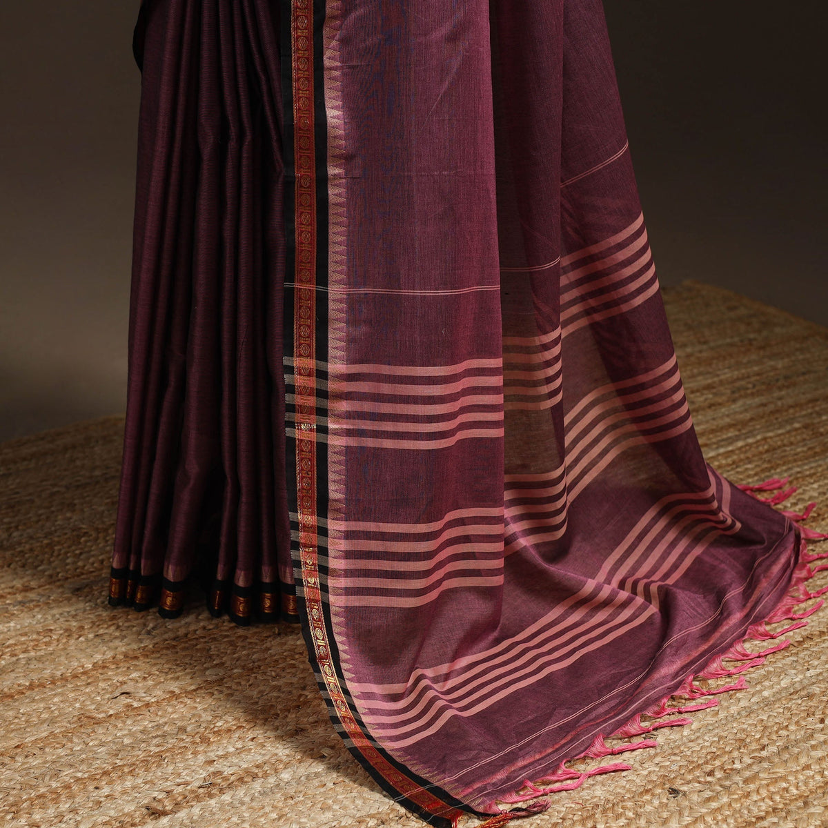 Dharwad cotton saree with border 20 - handcrafted