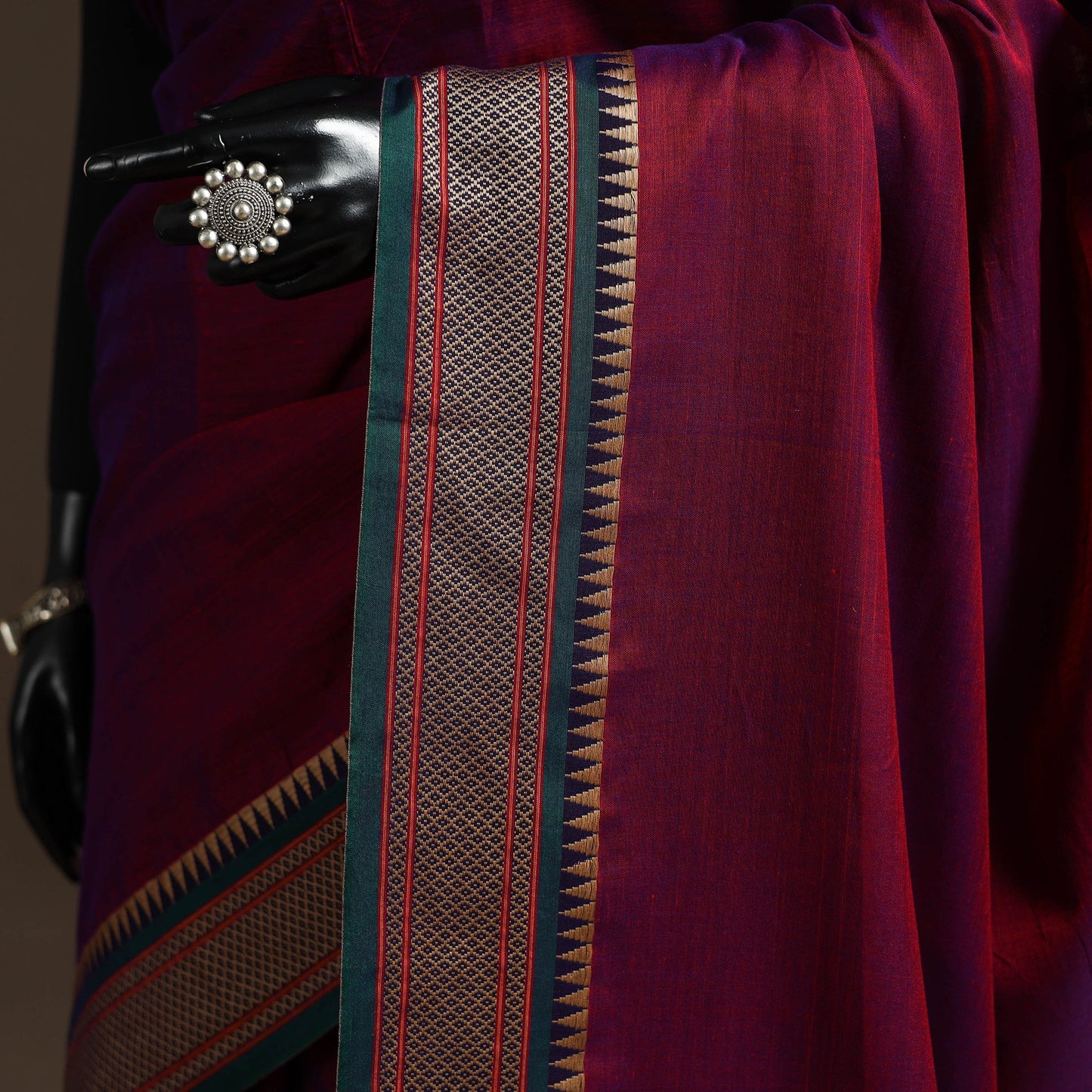 Dharwad cotton saree with border 31 - handcrafted