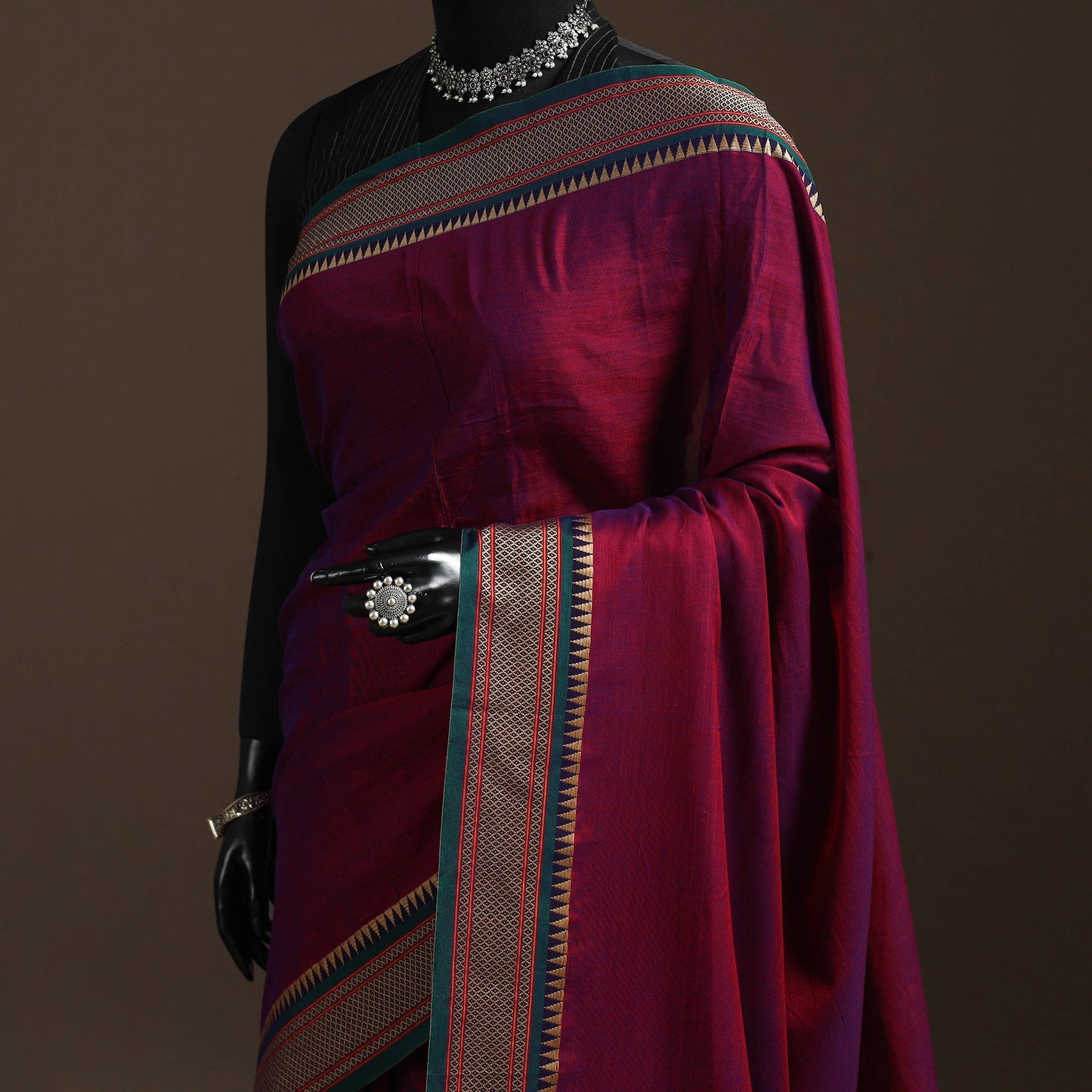 Dharwad cotton saree with border 31 - handcrafted