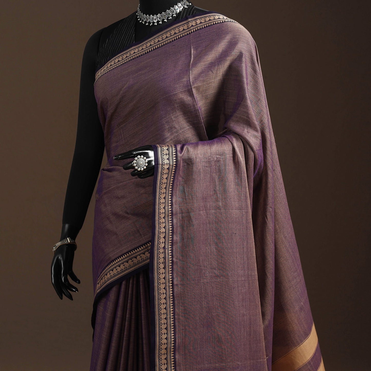 Dharwad cotton saree with border 34 - handcrafted