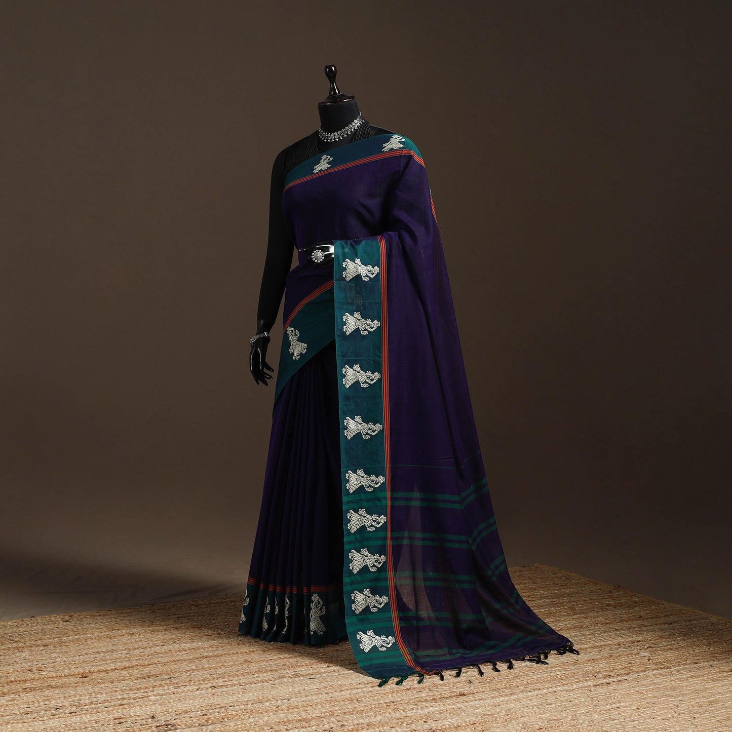 Dharwad cotton saree with border 36 - handcrafted