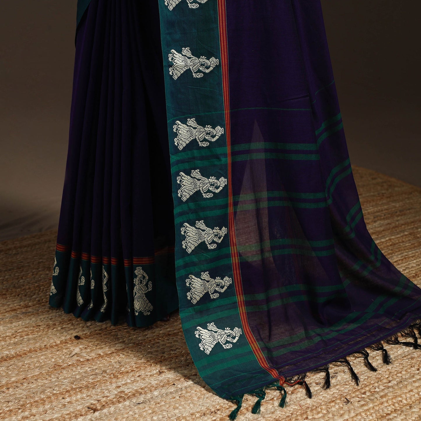 Dharwad cotton saree with border 36 - handcrafted